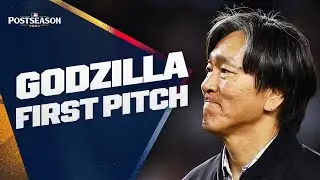 Godzilla in the HOUSE! 🗽 2009 World Series MVP Hideki Matsui throws out ceremonial first pitch!
