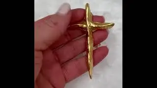 Antique Large Gold Hammered Cross