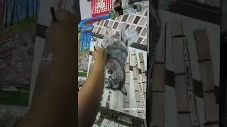 How to make doggy paint? Alaska Malamute. the all process from empty canvas. #short #shorts #art