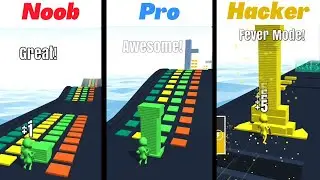 NOOB Vs PRO Vs HACKER stack colors all levels game play android, ios