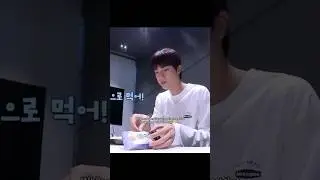 Jin forgot that he usually don't eat with hands only🤭🤣 He's so lost in theme🤣