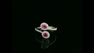 Ruby & Diamond Bypass Ring in 18K White Gold