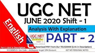 UGC NET English June 2020 Solved Paper with Detailed Analysis Part-2 | AKSRajveer |Literature Lovers