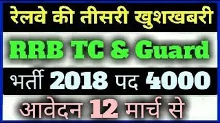 Railway Recruitment 2018 Update -  RRB TC And Guard 12th Pass New Vacancy 2018