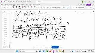 Alg 2H Unit 8 - Day 4- Quadratic Like Equations
