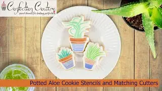 Potted Aloe Accent Cookie Stencil with Matching Cookie Cutters | Confection Couture