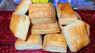 Puff Pastry Biscuit With Homemade Vegetable Shortening - kharay biscuits Perfect Bakery Style Result