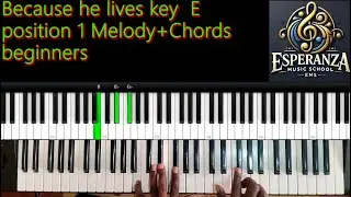 #2 Because He Lives | Melody (Right Hand) & Chords (Left Hand) | Key of E part 1