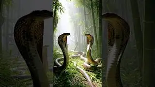 Cinematic 8K King Cobras in Misty Bamboo Jungle #shorts #funny #funnyvideo #kingcobra