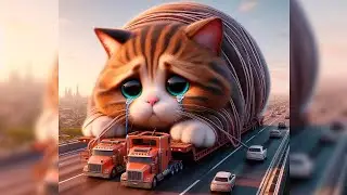 😿CUTE CAT BECOMES A GIANT😭#cat #funny #cute #sad #kitten #cats #giant #cat