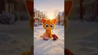 ✨ The Little Cat Learns to Skate! 🐱💖 Cute Roller Skating Adventure with a Kind Girl #cartoon #cat