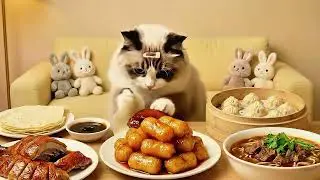 What would you rate for Bu Miao's food of the day? #ai #mukbang #digitalart #cat #food #winter