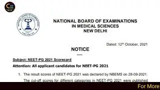 #neetpg2021| New NEET PG 2021 Score Card Will be Released By Natboard NBE
