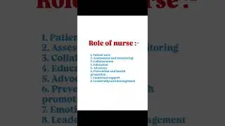 Role of nurse | @archanadiaries_12 #basicknowledge #medicallife ##nursing #shorts