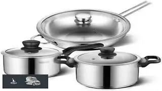 6 Piece Cookware Set Stainless Steel Household Frying Pan Soup Pot Set