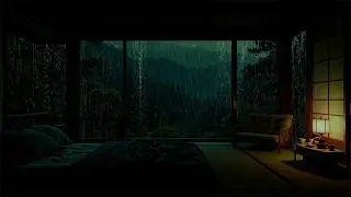 Rain Sounds in a Snowy Garden at Night (No Ads) | Cozy Cabin Ambience for Sleep