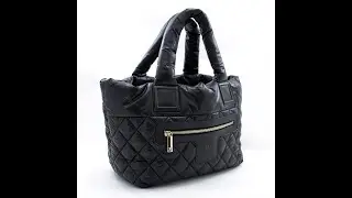 CHANEL Coco Cocoon Nylon Tote Bag Handbag Black Bordeaux Leather e39