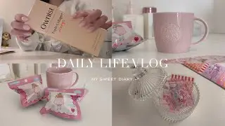 vlog ｜可愛い雑貨🧁🎀Ownistでインナーケア,スタバ購入品,レプロナイザー,日記時間📔冬の入浴剤🛁のほほんとした日常🤍 #ピンク系統 #日常ブイログ #ドライヤー #スタバ新作 #可愛い