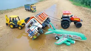 Tipper Truck Accident Pulling Out Air India Plane HMT Tractor JCB ki khudai ? Sand Loading | CS Toy