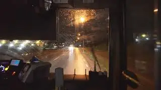 Sweden, Stockholm, night ride with bus 583 from Arlanda Airport to Märsta Railway Stationion
