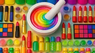 Satisfying Slime ASMR Video | DIY How To Make Rainbow Slime Mixing DIY Cream Makeup Glitter Lipstick