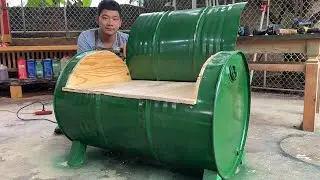 DIY Outdoor Seating: Transforming Scrap Metal Barrels.Creative Garden Furniture
