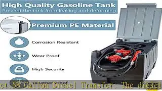 TECSPACE 58 Gallon Diesel Tank, Portable Fuel Tank with 12V Electric Fuel Transfer Pump, 40 GPM Die