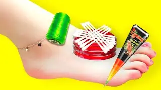 Fast Leg Mehndi Design Using Thread & Bangles | Simple Easy Henna For Foot | Beginner Mahandi Design
