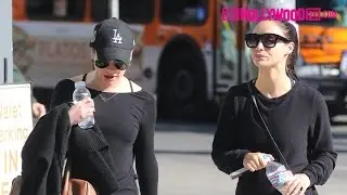 Lea Michele & Cara Santana Wear Matching Outfits While Leaving The Gym Together 11.18.16