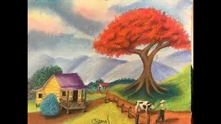ESCENA CAMPESINA -  TIZAS PASTELES