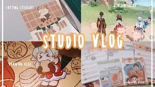 🍚 mini studio vlog | cutting stickers, packing orders, genshin impact, drawing klee | malaysia