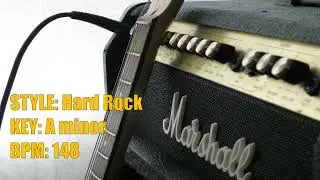 Energetic Hard Rock Guitar Backing Track Jam A minor 148 bpm