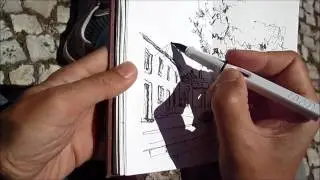 Urban sketching in Lisbon - a typical corner