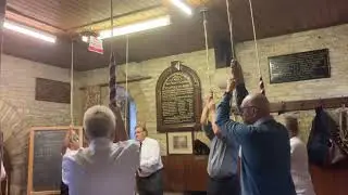 Ringing double muffled bells for Queen Elizabeth II at Holy Trinity Church, Stratford-upon-Avon