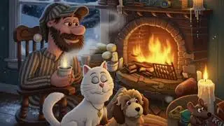 Take a Quiet Break 🌙 | Relaxing Fireplace Moment with Drawing Dude and Friends