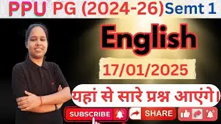 ppu pg 1st english vvi question|english 1st Semester Question Paper 2024-26|ma english question|