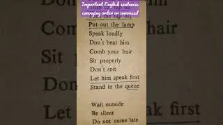 important English sentences conveying order or command #shorts #englishdailyusesentence #ytshort