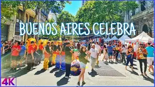 【4K】BUENOS AIRES CELEBRA - Fiesta de las COLECTIVIDADES 2021 | [Buenos Aires Walk, Av. de MAYO]