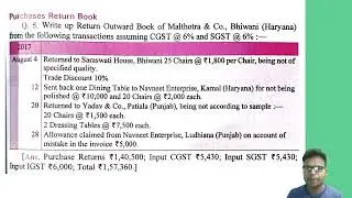 Q5 | Purchase return book | SUBSIDIARY BOOK | DK GOEL | CLASS - 11TH | COMMERCE | CA FOUNDATION |