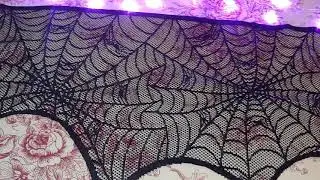 Dazonge Halloween Fireplace Mantle Scarf Black Cobweb Lace Runners