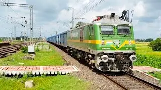 Most Powerful Locomotives [WAG-9 HC+WAP7] Pulling Long Cargo Train । Indian Railways 