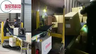 Help loaders unload parcels and irregular goods easily from containers.#conveyor #warehouse #loading