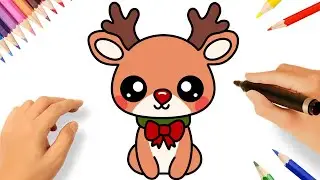 CÓMO DIBUJAR UN RENO DE NAVIDAD KAWAII FACIL🦌🎄 DIBUJOS DE NAVIDAD