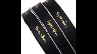 6-point black double-sided polyester ribbon with hot stamping printing ribbon gift box packaging wit