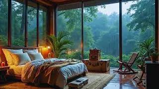 🌙 Heavy Rain Falling on Glass Windows 9 Hours of Calm Cozy Bedroom Ambience and Gentle Night Glow 🛏🌧