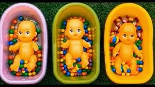 Full of 3 Rainbow BathTubs Candy with M&M's & Magic Slime Cutting Video