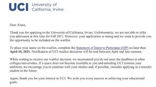 My reaction to being put on an admissions waitlist by UC Irvine