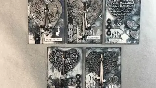How to make ATC's using Embossed Leather and Foam Hearts - Part 2