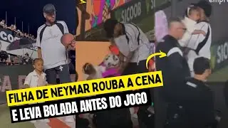 Filha de Neymar rouba a cena e leva bolada antes do Santos entrar em campo!