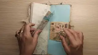 SOLD, thank you xx Junk Journal flip through, Tall & Slim Blue, a lovely journal in rich tones.